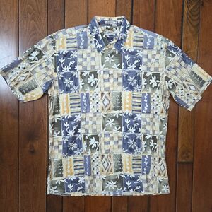 BURMA BIBAS Shirt Men's Large L 60 Singles Lawn Hawaiian Casual Button Up Floral